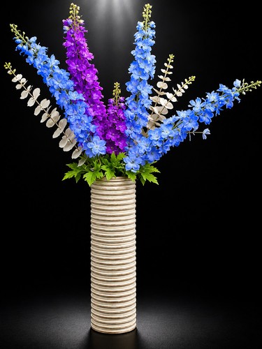 Large tall ribbed floor - large, vase
