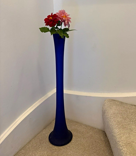 Tall blue glass floor - floor, vase