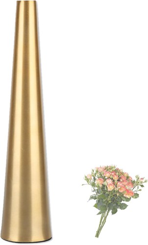 Tall gold floor vase conical - vase,