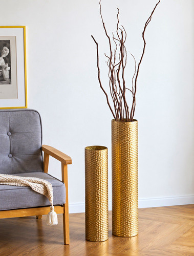 Gold metal floor vases tall - metal,