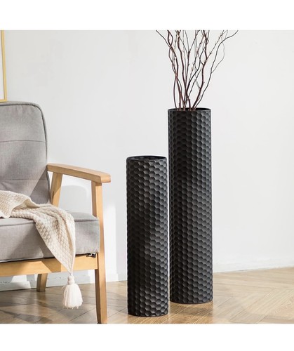 Black metal floor vases set - floor, of