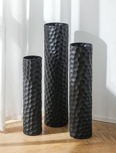 Black large floor vase - black,