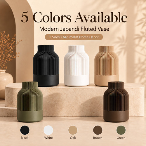 Japandi fluted decorative vase - japandi,