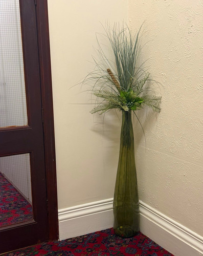 Tall green glass floor - tall, vase