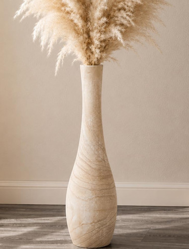 Hanobe tall floor wood vase - tall,