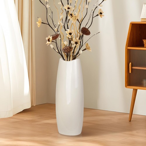Tall white ceramic flower - white,