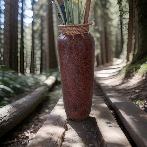Tall brown ceramic cylindrical - tall,