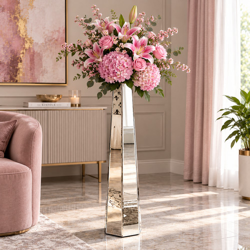 Large floor vase cm silver - floor,