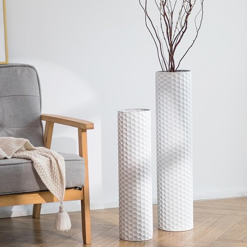 Metal tall floor vase set - set, of